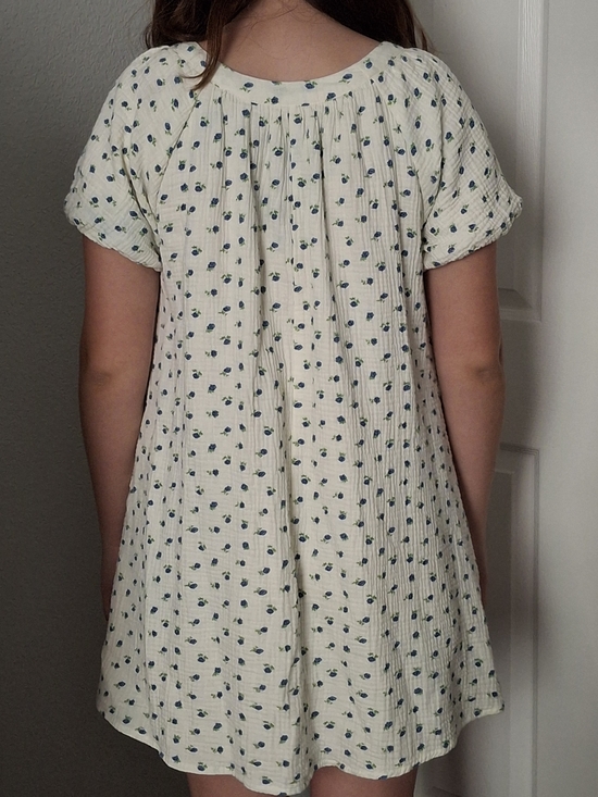 Midi Cream Floral Button-Front Women's Summer Dress - Picture 2 of 3